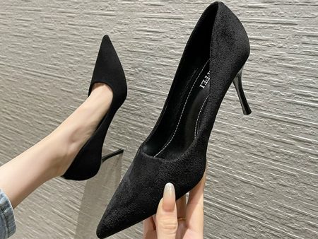 2022 Autumn and Winter New All-Match Black High-Heeled Shoes Women s Stiletto Heel Sexy European and American Small Single-Layer Shoes French Style Girl s Women s For Sale