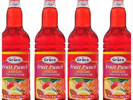 Grace Fruit Punch Flavored Syrup (4 Pack, Total of 50.6fl.oz Online Hot Sale