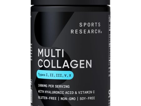 Sports Research Multi Collagen Pills (Type I, II, III, V, X) Hydrolyzed Collagen Peptides with Hyaluronic Acid + Vitamin C | Non-GMO Verified & Gluten Free - 90 Capsules Cheap